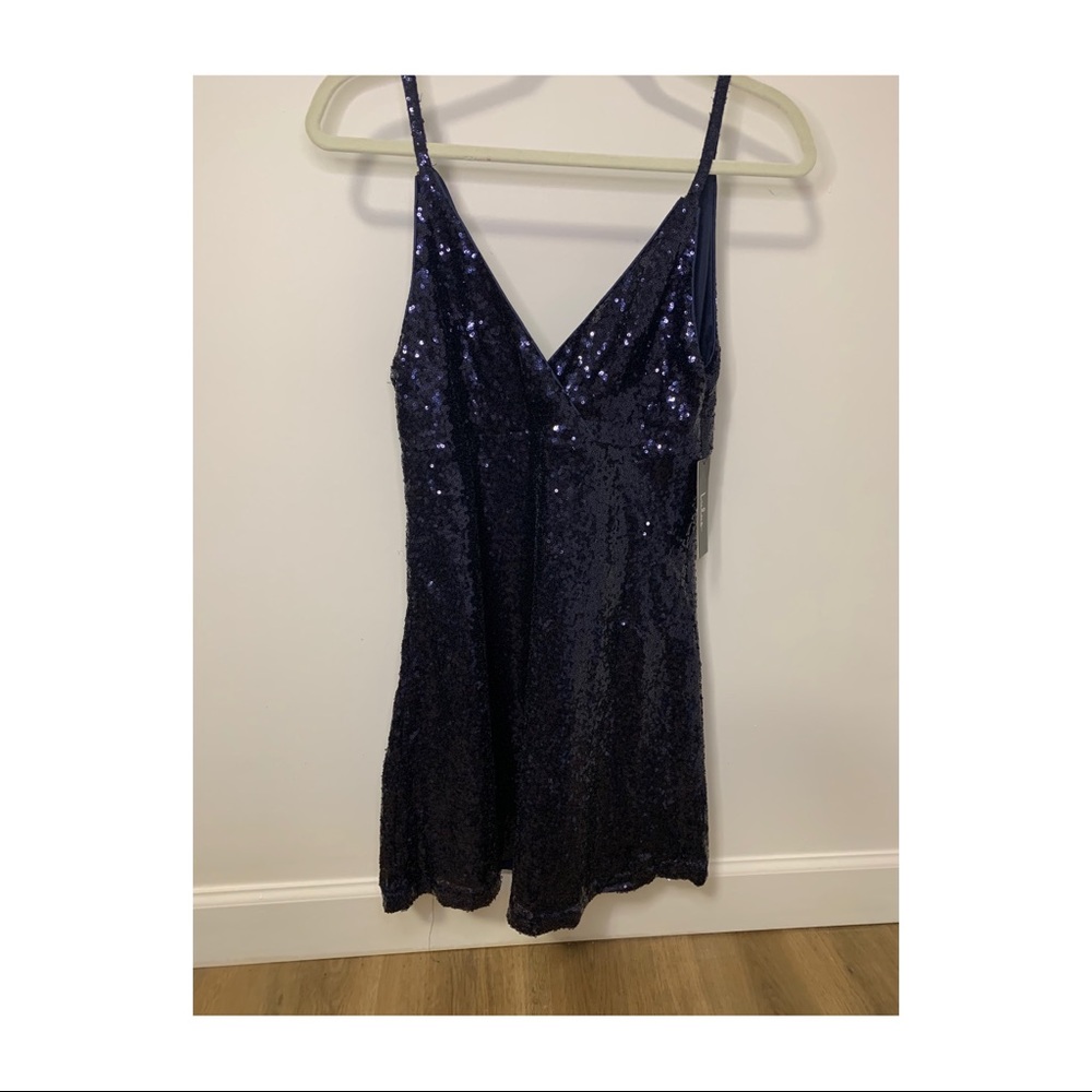 Lulus Pure Love Navy Blue Sequin Mini Dress